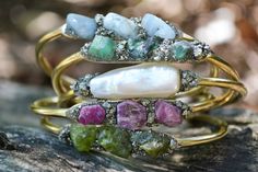 Raw Stone Bracelet, Birthstone Jewelry Mothers, Raw Stone Jewelry, Crystal Cuff Bracelet, Raw Gemstone Jewelry, Mothers Bracelet, Birthday Bracelet, Birthstone Bracelet, Unique Gifts For Women