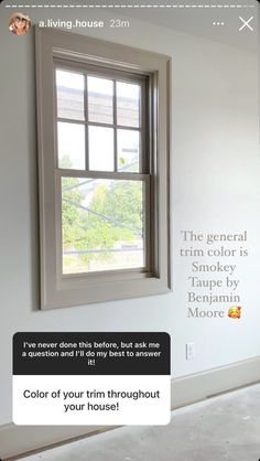 a window with the words, color of your trim throughout it is more than white