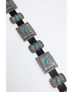 Shyanne Women's Turquoise Concho Belt, Black Black Leather Embroidered Belt Buckles, Chic Embroidered Leather Belt, Chic Leather Belt With Embroidery, Black Western Style Embroidered Belt, Western Black Embroidered Belt, Adjustable Black Embroidered Belt, Black Embroidered Adjustable Belt, Concho Belt Outfit, Elvis Costume