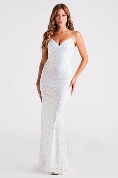 Formal Dresses | Long Gowns to Short Formal Dresses | Windsor Iridescent Sequin Dress, Iridescent Prom Dress, Bridesmaids Bachelorette, Windsor Dresses Prom, Sequin Ball Gown, White Sequin Dress, Iridescent Dress, Prom 2023, Iridescent Sequin