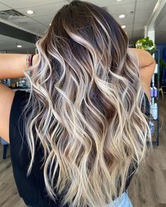 Dark Hair On Blondes, Blonde Ribbon Highlights On Dark Hair, Blonde And Dark Balayage, Dark Brown Hair And Blonde Highlights, Dark To Blonde Balayage Long, Dark Hair To Blonde Highlights, Heavy Brown Lowlights In Blonde Hair, Full Boliage Hair Brunette, Heavy Foil Highlights On Dark Hair