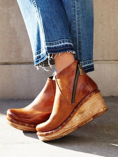 Wedges Boots, Wedge Heel Boots, Clog Boots, Zipper Heels, Free People Clothing Boutique, Free People Clothing, Wedge Ankle Boots, Skateboarder, Leather Clogs