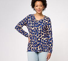 An abstract giraffe print gives this lovely top its personality points. Dress it up or down, depending on the occasion (or your mood!). From Belle by Kim Gravel. Abstract Giraffe, Kim Gravel, Top Reads, Lovely Tops, Giraffe Print, Top Blouse, Tops & Tees, Knitting