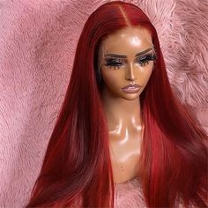 Red Human Hair Wigs, Straight Frontal Wig, Red Lace Front Wigs, Straight Frontal, Hair Color Orange, Human Hair Lace Front Wigs, Red Wig, Long Human Hair Wigs, Hair Lace Front Wigs