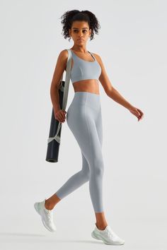 Color_Rhino Grey Leggings Activewear, Sports Bra And Leggings, Strappy Sports Bras, Yoga Sports Bra, Activewear Sets, Yoga Bra, Back Support, Leggings Design, Active Wear Leggings