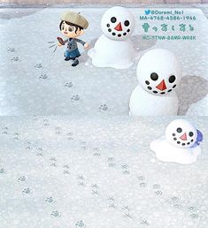 two snowmen are standing next to each other in front of an advertisement for the nintendo wii