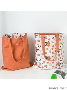 BagForLove - Versatile Double-Sided Canvas Handbag - Ideal for Shopping and Everyday Use Linen Handbags, Tas Bahu, Tote Outfit, Beg Tangan, Pocket Handbag, Canvas Shopping Bag, Orange Bag, Linnet, Canvas Handbags