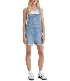 Levi's® Vintage Rolled Cuff Denim Shortalls | Dillard's Levi Overalls Shorts, Shorteralls Outfits, Overalls Shorts Outfit, Vail Summer, Jean Overall Shorts, Denim Shortalls, Jean Short Overalls, 18th Bday, Overalls Shorts