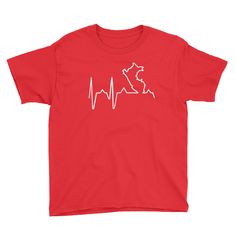 Peru Heartbeat Design: Loving Peru means that you carry the country in your heart. Have your kid show their love for Peru with this t-shirt. Comfortable Combed Cotton Material: Our Peru youth t-shirts are made with combed cotton, giving your kid a soft and comfortable feel. Short Sleeve Crewneck Fit: This Peru t-shirt features short sleeves and a comfortable crewneck. Printed in USA: All of our Peru shirts are printed and shipped from the United States. Those who love Peru carry the country in t Red Heart Graphic T-shirt With Short Sleeves, Red Short Sleeve T-shirt With Heart Graphic, Kid A, Kids Shows, The Map, In A Heartbeat, Combed Cotton, Peru, Cotton Material