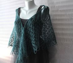 "Forest green lace shawl hand knit of soft and lightweight merino wool yarn. *size- 25 \"on center(64cm) and 63 \" wingspan(160cm) Perfectly fits for wedding as a bridal shawl wrap.I can made set for bride and bridesmaids  Emerald green and many other colors available. Care instructions: only hand wash in warm water,lay flat to dry" Festive Green Shawl, Festive Bohemian Green Shawl, Green Bohemian Shawl Wrap, Shawl For Wedding, Green Bohemian Silk Shawl, One Size Green Crochet Shawl, Gold Shawl, Green Shawl, Emerald Green Wedding