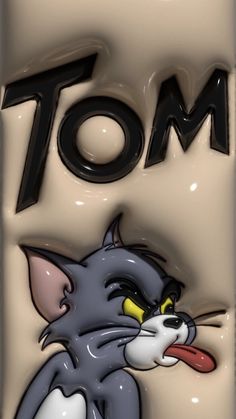 an image of a cartoon cat with the word tom on it's back side