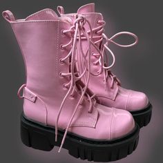 Sugar Thrillz Pink Patent Vegan Leather Platform Combat Boots Bought From Dolls Kill. Never Worn, Only To Try On. Brand New Without Box. Currently Sold Out Online. Perfect Festival Boots #Festival #Platformboots #Coachella #Dollskill #Concert Festival Concert Platform Boots Pink Boots Dolls Kill Coachella Desert High Top Pink Leather Combat Biker Grunge Western Concert Pink Martin Boots With Round Toe For Fall, Pink Flat Heel Boots For Party, Pink Round Toe Martin Boots For Fall, Fall Pink Martin Boots With Round Toe, Pink Ankle-high Leather Platform Boots, Pink Leather Ankle-high Platform Boots, Pink Round Toe Lace-up Boots For Spring, Pink Lace-up Boots With Round Toe For Spring, Pink Leather Platform Boots For Fall