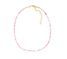 Limited Edition Necklace Petite, but playful. This necklace is a perfect sprinkle of light pink and coral! This small but mighty piece instantly elevates any look. 3mm light pink and coral seed bead water resistant and sweat proof Adjustable Single Strand Pink Beaded Necklace, Pink Beaded Necklace With Tiny Beads For Gift, Pink Beaded Necklaces With Lobster Clasp, Pink Single Strand Beaded Necklace For Gift, Dainty Pink Beaded Necklaces With Colorful Beads, Everyday Pink Necklaces With Letter Beads, Pink Round Bead Necklace For Everyday Wear, Handmade Pink Beaded Necklaces For Everyday, Pink Round Beads Necklace For Everyday