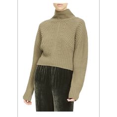 Detailed With Sculpted Dolman Sleeves And A Cropped Length, This Funnel-Neck Sweater Is Knit Is Directional Stitches From A Wool-Cashmere Blend. Quality Is Absolutely Amazing! Non Itch, Sweater Is Brand New Winter 2021 Theory Season, Newly Added On Saks Olive Color Funnel Neck Long Dolman Sleeves Pullover Style 90% Wool/10% Cashmere Dry Clean Imported Designer Cashmere Sweater For Fall, Elegant Cable Knit Cashmere Tops, Designer Fitted Cashmere Sweater, Funnel Neck Sweater, Olive Color, Funnel Neck, Dolman Sleeve, Funnel, Cashmere Sweaters