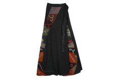 Voodoo Spell Dark Black Wrap Around Long Skirt with Patchwork and Embroidery Fitted Cotton Wrap Skirt For Festivals, Black Long Bohemian Wrap Skirt, Bohemian Black Long Wrap Skirt, Multicolor Long Cotton Wrap Skirt, Multicolor Cotton Long Wrap Skirt, Traditional Long Cotton Wrap Skirt, Voodoo Spell, Dark Palette, Voodoo Spells