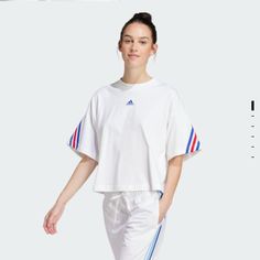 Adidas Shirt New With Tags. With Lines Red And Blue. Camisa Adidas, Model Call, Adidas Shop, Adidas Sportswear, Adidas Shirt, Women Lifestyle, Adidas Tops, Adidas Online, Look Casual