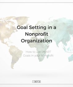 a world map with the words goal setting in a nonprofit organization on it