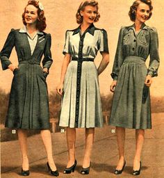 1940s Fashion for Women & Girls | 40s Fashion Trends, Photos & More Fashion 40s, Ladies Wear, Vintage Clothes Women