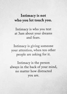 a piece of paper with an image of a person on it and the words, intimacy is not who you let touch you