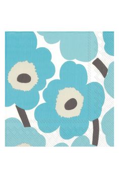 blue flowers on white paper napkins