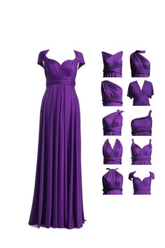 the dress is made up of different types of purples and colors, including one in which