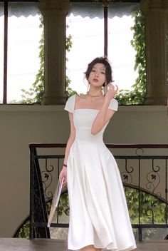 TAVIMART - Elegant Midi Dress Women Summer New Fashion Evening Party L – tavimart Korean White Dress, Party Ladies, Elegant Midi Dress, Office Dresses For Women, Elegant Midi Dresses, Vestidos Vintage, White Dresses, Office Ladies, Womens Midi Dresses