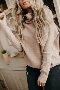 Give It Your All Sweater - Latte Give It Your All, Funnel Neck Sweater, Soft Sweater, Softest Sweater, Funnel Neck, Oversized Sweater, Cozy Sweaters, Dolman Sleeve, Funnel