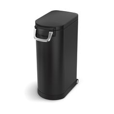 a black trash can on a white background