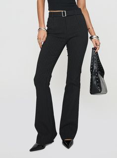 Pagano Pinstripe Flare Pants Black Flare Pants Black, Office Attire, Buy Now Pay Later, Good Stretches, Pants Black, Princess Polly, Flare Pants, Black Pants, Dodge