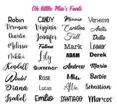 the names of different font styles