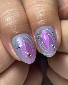 for samantha 🫶🏻 freestyle w ib @pallyynails | Instagram Short Art Nails, Nail Designs On Short Nails, Aesthetic Nails Short, Almond Nails Blue, Almond Spring Nails, Pink Nails Spring, Short Nails Pink, Blue Spring Nails, Pink Blue Nails