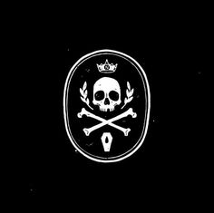 a skull and crossbones emblem on a black background