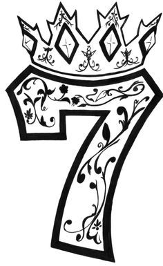 the number seven with a crown on top