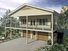 this is an artist's rendering of a two - story house with garages