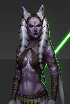 an image of a woman in costume with a light saber on her head and cat ears