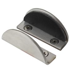 two black and silver door handles on a white background