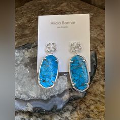 Silver Plated Dangle Stone Earrings . They Have Natural Turquoise Stones . The Length Is 1.8 Inches And Comes With Dust Bag And Box . Bonnie Jewelry, Turquoise Stone Earrings, Natural Turquoise Stone, Turquoise Stones, Natural Turquoise, Silver Blue, Silver Turquoise, Stone Earrings, Turquoise Stone