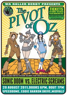 an advertisement for the pyot of ooz show with three women in costumes