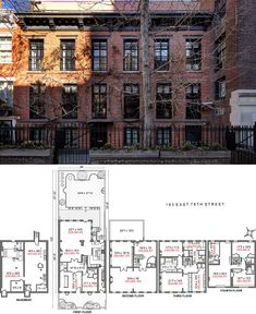 the floor plan for an apartment building in new york city, with three stories and four floors