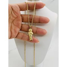 ❤️ Real 10k Gold necklace rope and pendant  ❤️ 24" long and 1.8mm wide necklace  ❤️ Hollow rope chain  ❤️ Pendant St Jude 28mm in 10k  ❤️ Cadena de Oro 10k y dije San Judas pequeño ❤️ Mide 24 pulgadas de largo y 1.8 milímetros de ancho ❤️ Lazo hueco ❤️ Dije San Judas mide 28 milímetros  Stock 092733 14k Gold Pendant Necklace With Rope Chain, 14k Gold Rope Chain Necklace With Pendant, 14k Gold Figaro Rope Chain Necklace As Gift, 14k Gold Curb Chain Rope Necklace Gift, 14k Gold Rope Chain Necklace As Gift, Saint Jude, Necklace Rope, St Jude, Chain Pendant