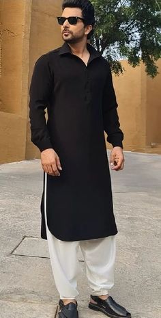 New Style Kurta Pajama For Men, Pathani For Men Style, Kurta Pajma Designs Man, Kurta Pajama Men Pathani, Pathani For Men Design, Mens Pathani Kurta Style, Black Kurta Designs Men's Style, Black Pathani For Men, Black Kurta Pajama Men