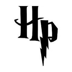 the harry potter logo is shown in black and white, with lightning coming out of it