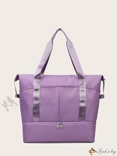 Bird in Bag - Expandable Luggage Storage Bag with Shoe Compartment, Perfect for Weekend and Overnight Travel, Weekend Hospital Bag Rectangular Purple Duffle Bag For Travel, Purple Rectangular Duffle Bag For Travel, Rectangular Purple Travel Bag For On-the-go, Purple Large Capacity Double Handle Satchel, Rectangular Purple Duffle Bag, Large Capacity Double Handle Shoulder Bag For Overnight Trips, Rectangular Purple Duffle Bag For Everyday Use, Overnight Trip Bag With Zipper Closure And Double Handle, Purple Bag With Luggage Sleeve For Everyday Use