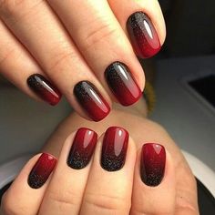 Dark Cherry Red Nails 24 Ideas: Add a Touch of Glamour to Your Style - women-club.online Sns Nails Designs, Black Ombre Nails, Red Ombre Nails, Red Gel Nails, Dark Red Nails, Red Acrylic Nails, Ombre Acrylic Nails, Poppy Delevingne