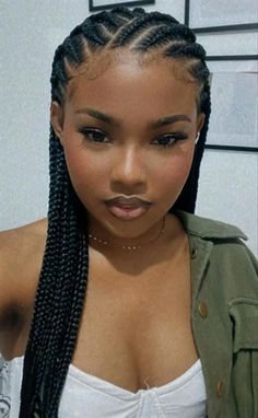 8-10 Feeder Braids, Braids Easy Black Women, Two Cornrow Braids Black Women, Stitch In Braids, Quick Braid Styles Black Hair Simple, Cornrows With Knotless Box Braids, Feedins Braids For Black Women, Corn Rolls Braids Hairstyles Cornrows, Braids For Vacation Black Women