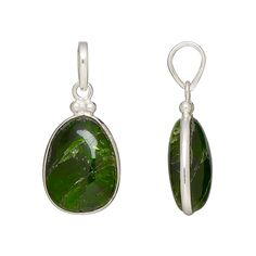 The brilliant green shade of diopside is comparable to the beloved emerald. Originally sourced from Russia's Eastern Siberia, diopside is now found throughout the world. Its name derives from the Greek words "di" and "opsis" meaning "two" and "vision." The gemstone is often believed to increase creative vision, awareness, and the desire to learn resulting in improved intellect. Use the enigmatic depth of this fascinating gemstone pendant to create inspiring jewelry designs. Green Tourmaline Teardrop Jewelry, Polished Green Tourmaline Jewelry, Green Polished Sterling Silver Gemstones, Green Sterling Silver Gemstones With Polished Finish, Fire Mountain Gems And Beads, Fire Mountain, Fire Mountain Gems, Greek Words, Jewelry Designs