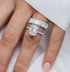 Emerald Cut Engagement, Emerald Cut Moissanite, Moissanite Diamond Rings, Pave Engagement Ring, Emerald Engagement Ring Cut, Dream Engagement Rings, Pave Ring, Engagement Ring Cuts, Hidden Halo