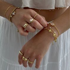 - Plain, simple band ring - 14 karat gold or silver plated - Made to last - Available in sizes 5, 6, 7, 8, 9 and 10 No Ordinary Girl, Aura Necklace, Rings And Bracelets, Gold Girl, Bracelet Love, Jewelry Accessories Ideas, Gold Bracelets, Jewelry Essentials, Jewelry Lookbook