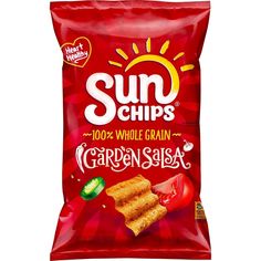 two bags of chips that are red and yellow