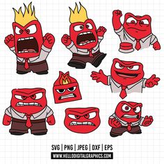 red cartoon characters with different facial expressions